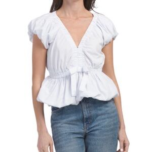 Elegant White V-Neck Blouse